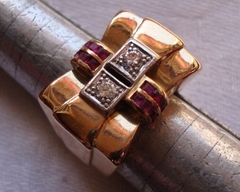 Bague_or18K_diamants_taille_ancienne_rubis_1940